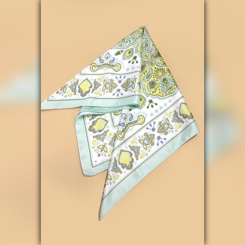 A218-W • Paisley Mint Silky Bandana Scarf